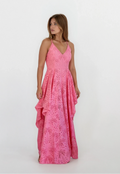 Palm Eyelet Cross Back Dress - Pink