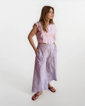 Wide Crop Beach Pant - Blue Stripe