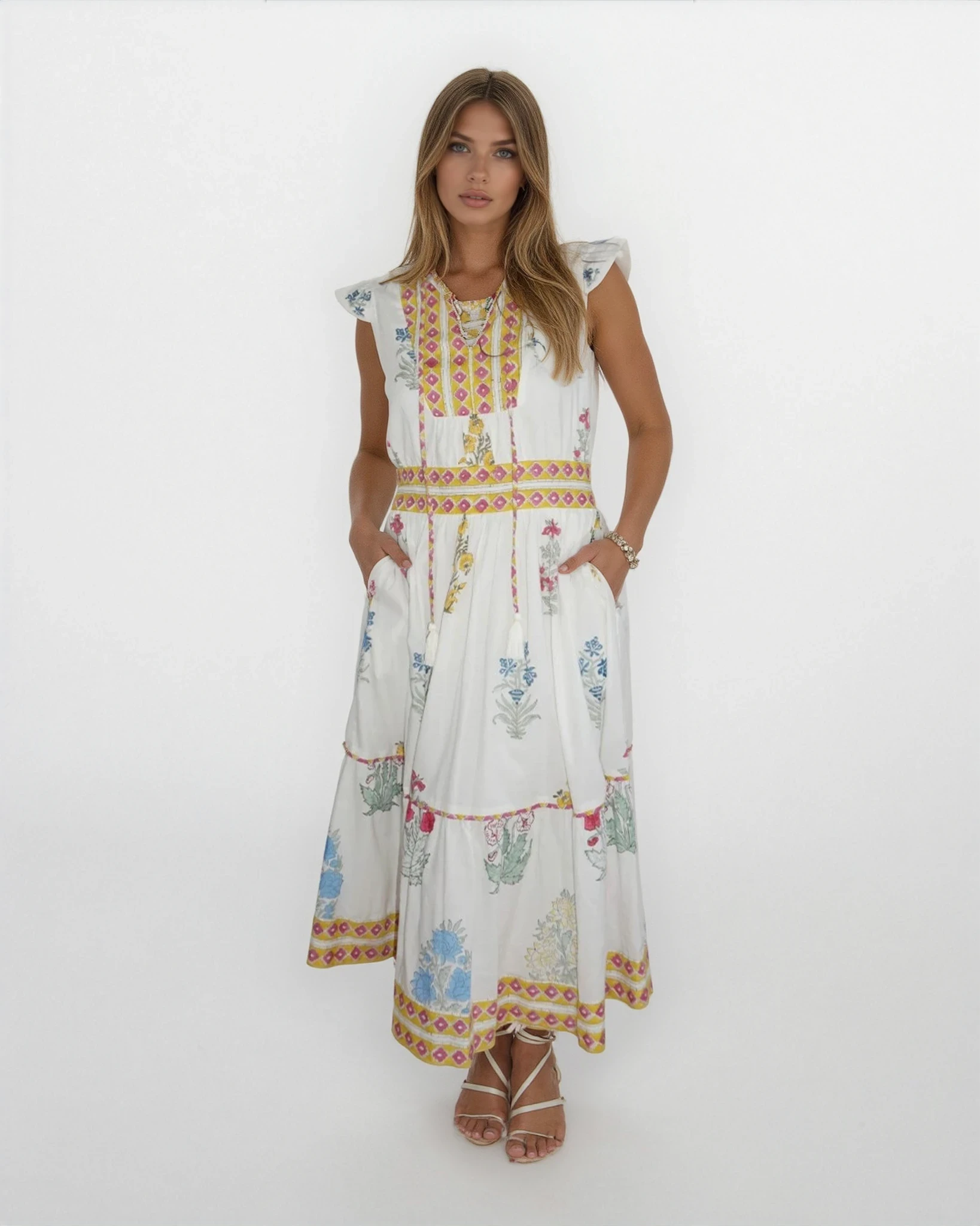 Capri Midi Dress in Mixed Print Floral