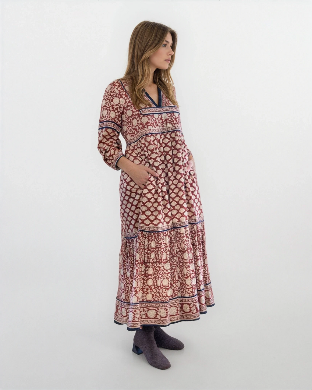 Nori Maxi Dress in Red Lotus