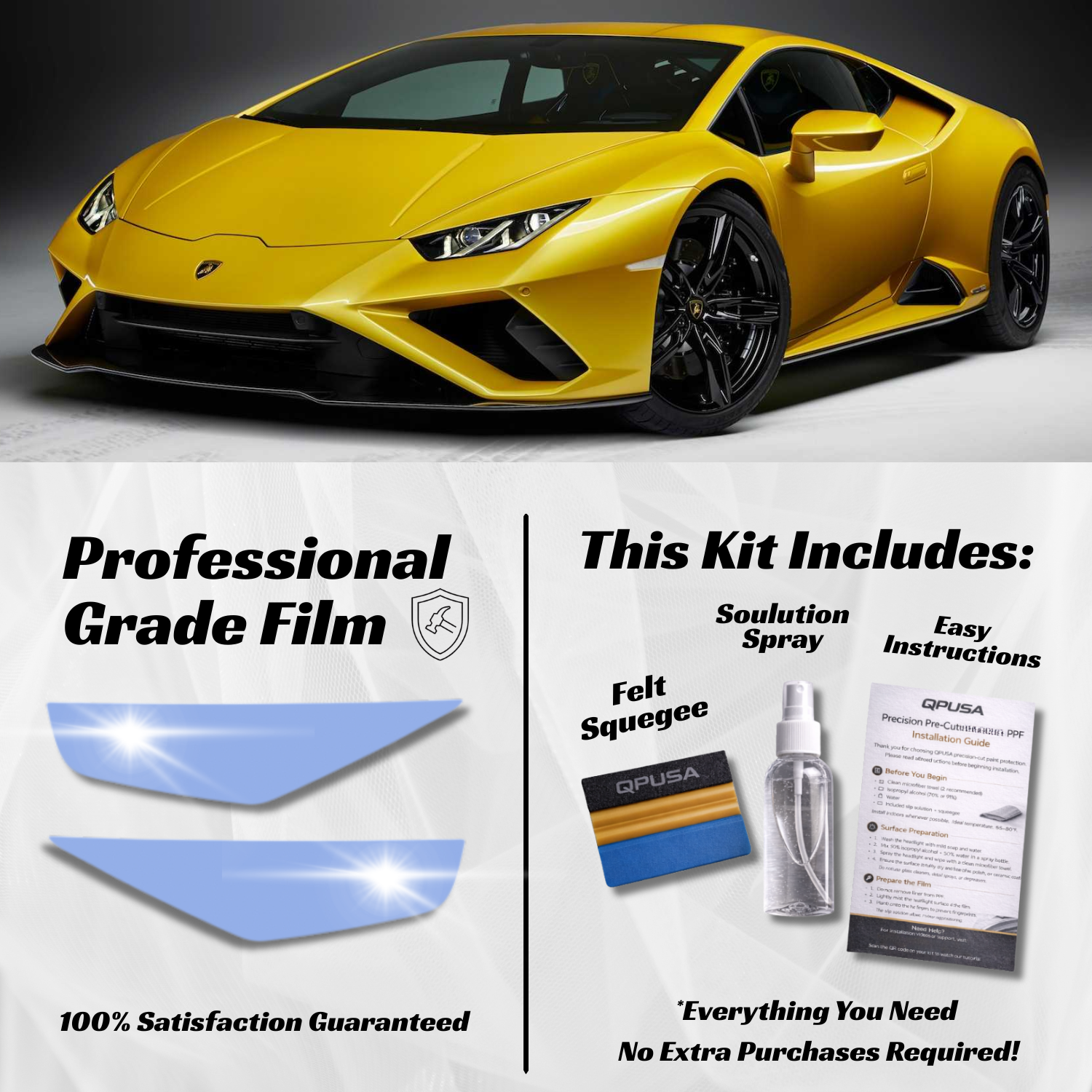 Lamborghini Huracán (2014-2024) Headlight PPF Protection Kit - Pre-Cut