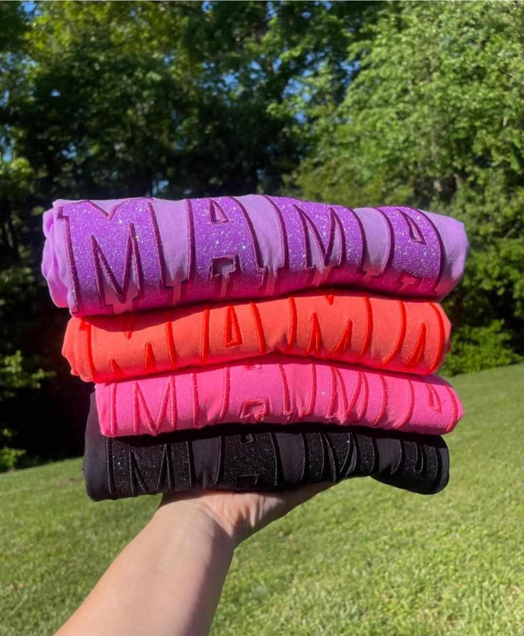 Mama Glitter Applique Embroidered Comfort Color Short Sleeve Shirt **FLASH SALE**
