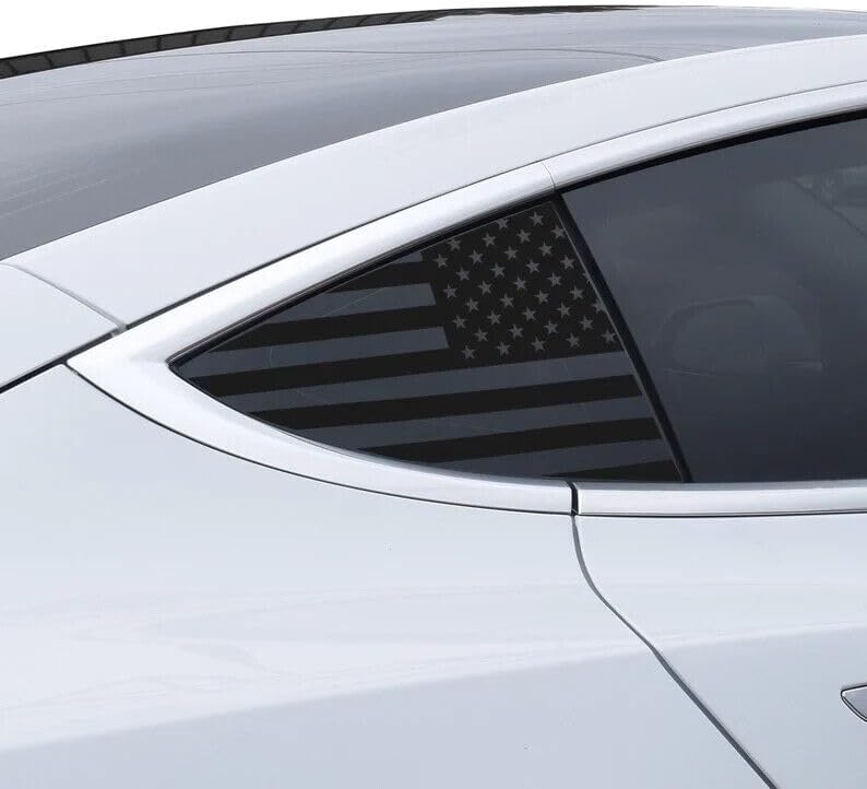 Rear Quarter Window American Flag Decal Fits: Tesla Model 3 (Set of 2)