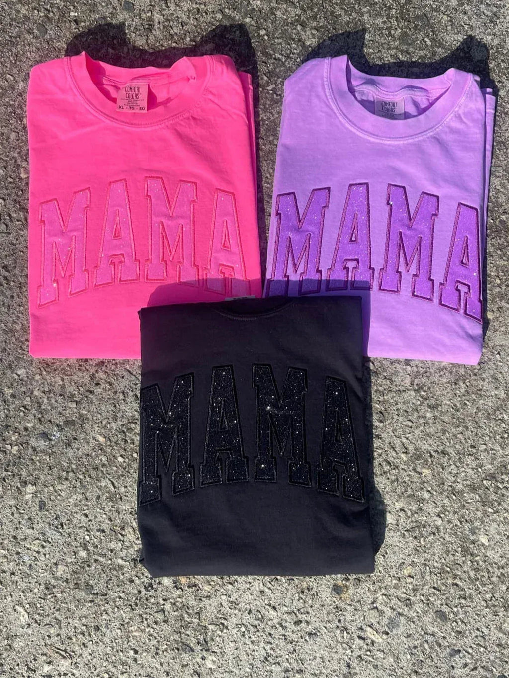 Mama Glitter Applique Embroidered Comfort Color Short Sleeve Shirt **FLASH SALE**