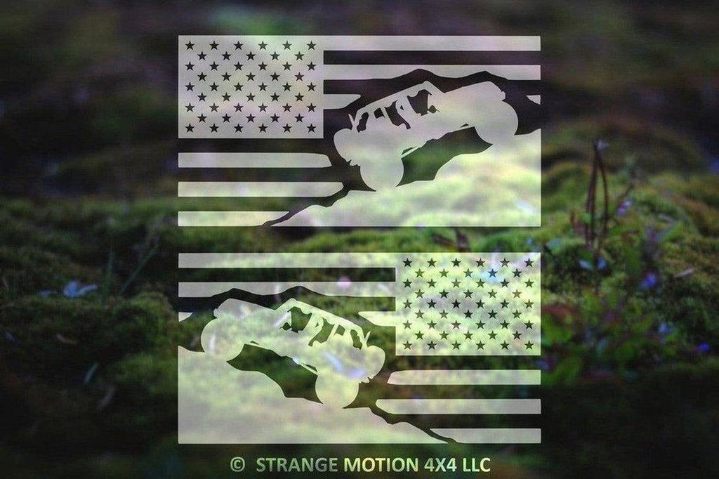 Pair of American Flag Vinyl Decals for Wrangler JKU | 25P