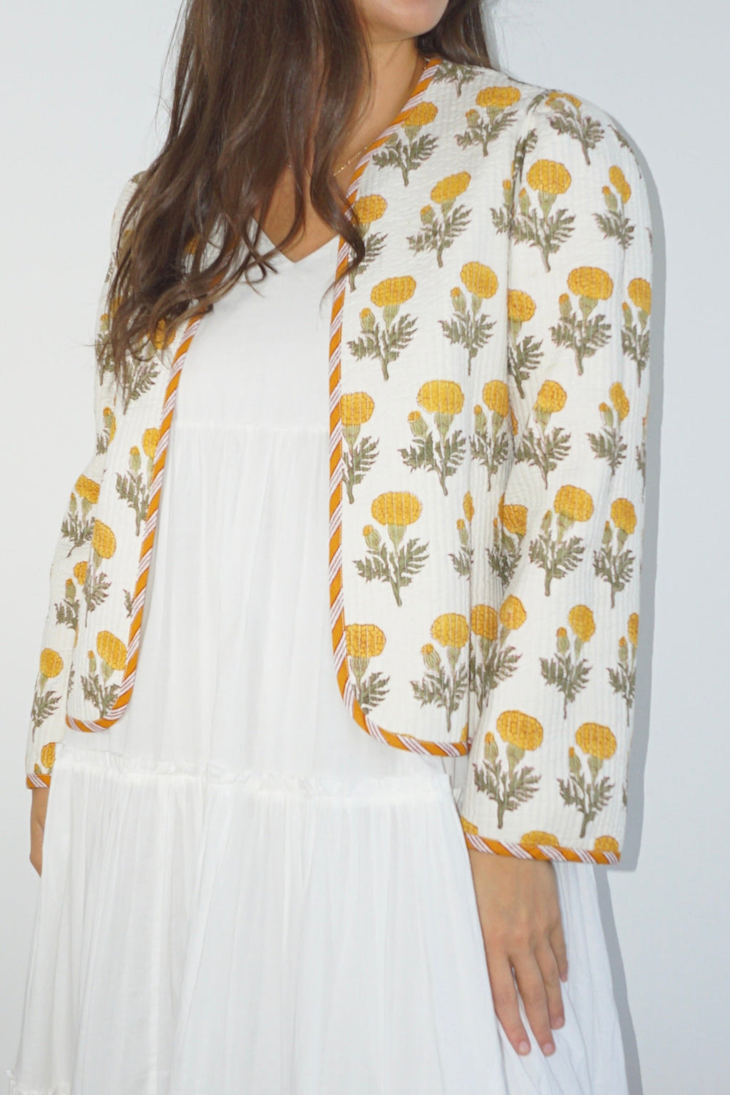 Shylah Quilted Jacket in Marigold