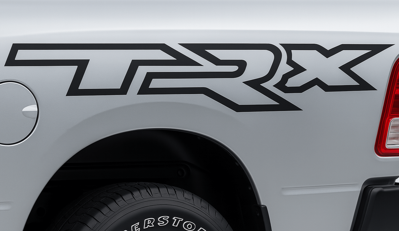 Dodge TRX Logo Vinyl Decal Sticker – 12" to 45" Weatherproof Truck Graphic – Ram TRX Badge for Window, Tailgate, or Bumper