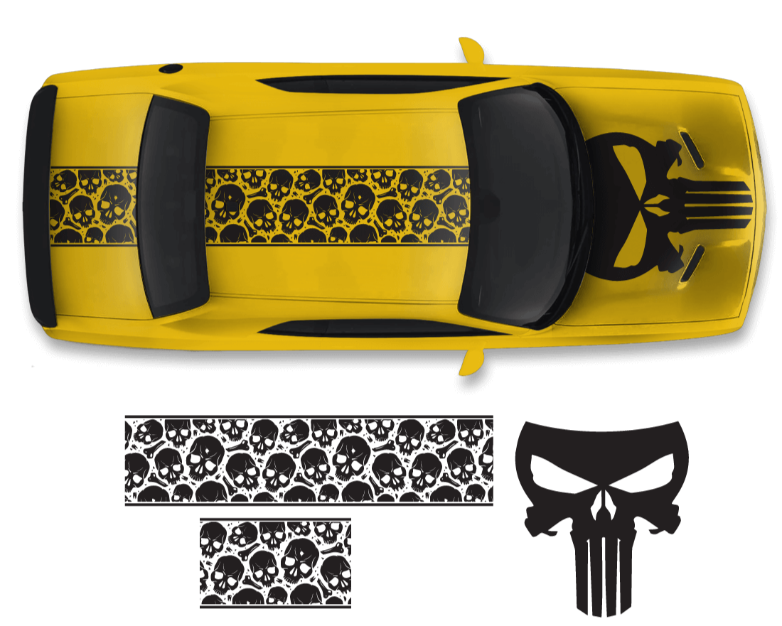 Dodge Challenger Top Skull Hood & Roof Graphics Kit (2011–2022)