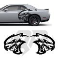 2015-2020 Dodge Challenger Grunge Hellcat Style Racing Stripes Decal Kit - Set of 2
