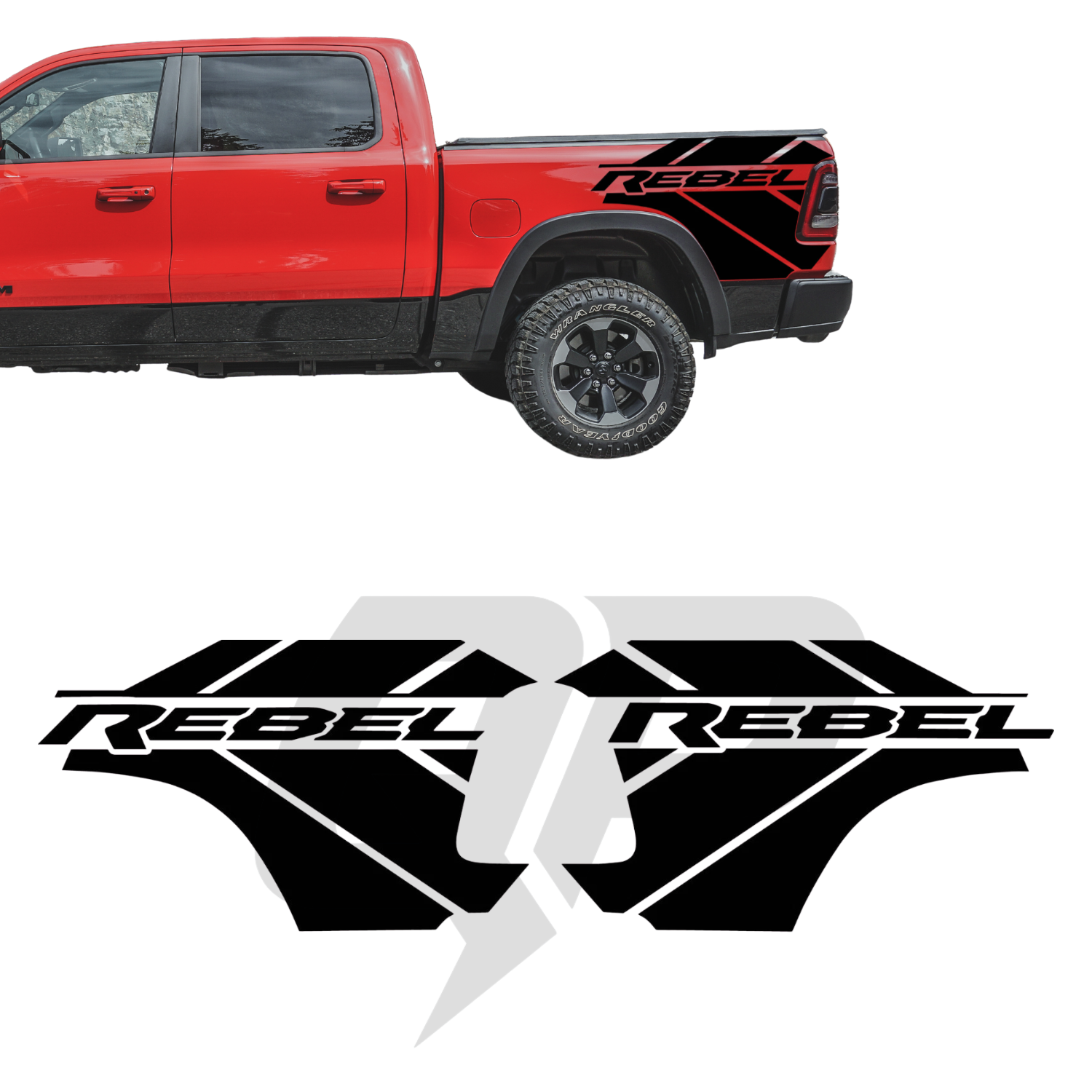 Dodge Rebel Rear Fender Side Graphics Kit - Premium Vinyl Decals