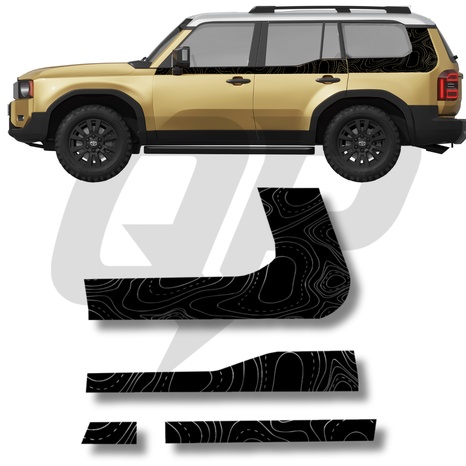 2024+ Toyota Land Cruiser 250 Side Topography Decal Graphic Kit For Both Sides