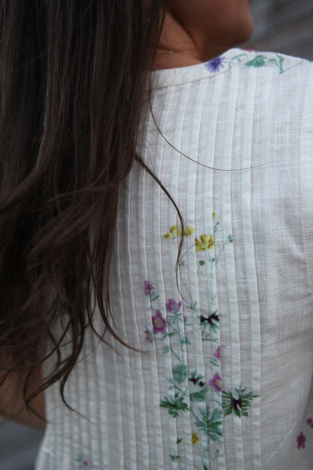 Doris Midi Dress in Cream Botanical