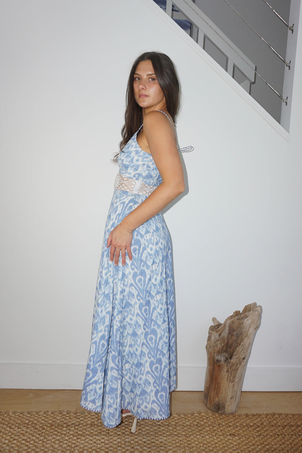 Isabella Dress in Faded Blue Ikat
