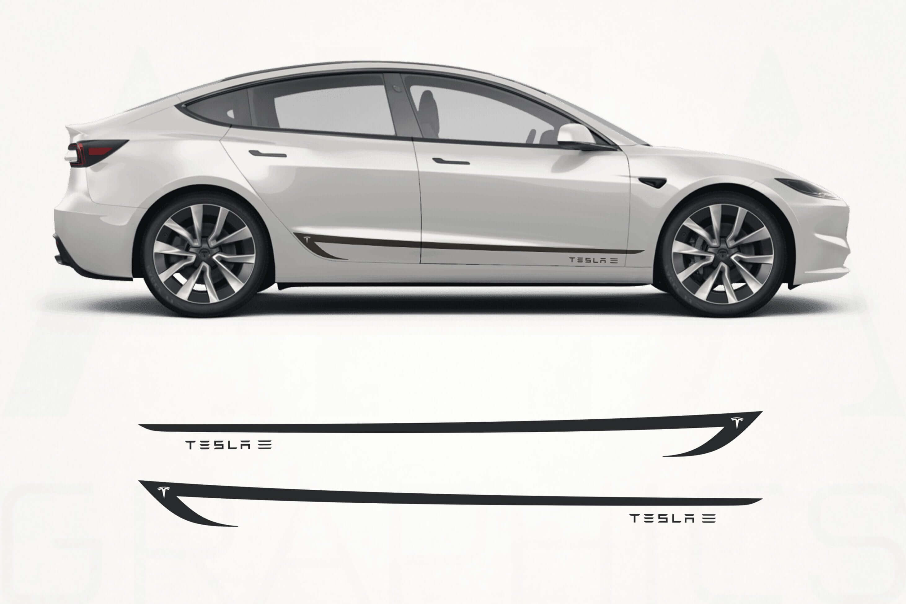 Tesla Model 3 Refresh Side Stripe Graphics (2017–2024) – Premium Vinyl Rocker Panel Decals