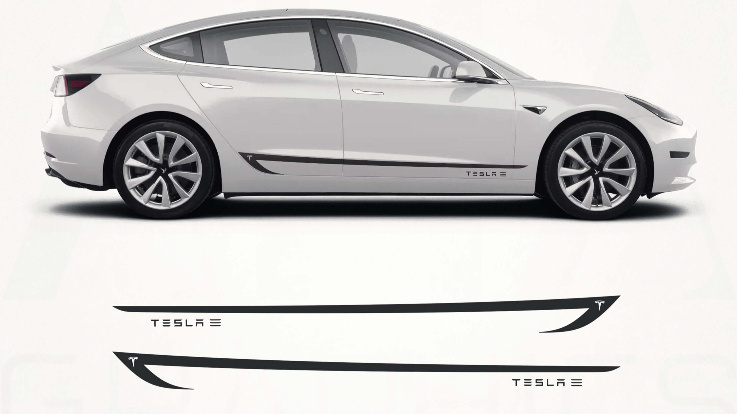 Tesla Model 3 Side Stripe Graphics (2017–2024) – Premium Vinyl Rocker Panel Decals