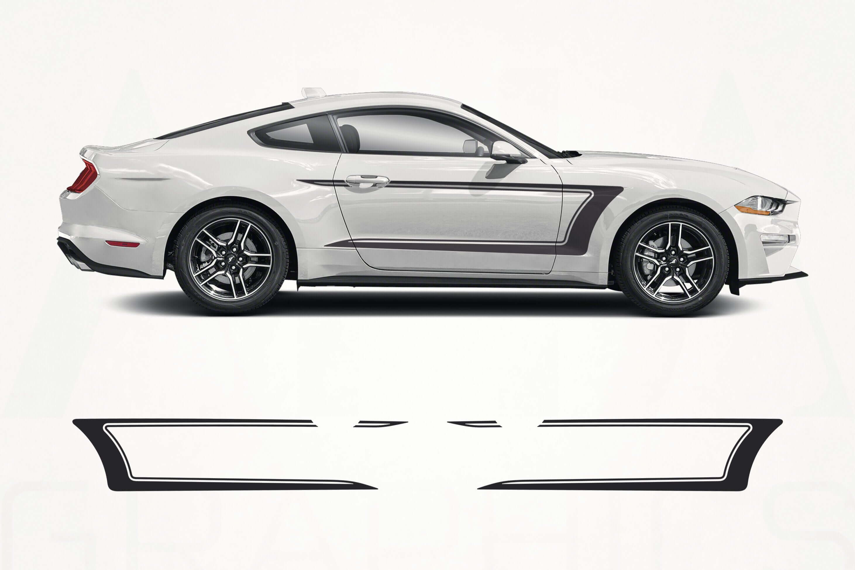 Ford Mustang Universal Rocker Panel Side Stripe Decal Kit – Premium Vinyl Racing Graphics