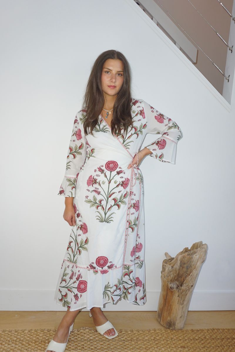 Rhode Wrap Dress in Red Vine