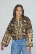Della Reversible Quilted Jacket in Black Jacobean