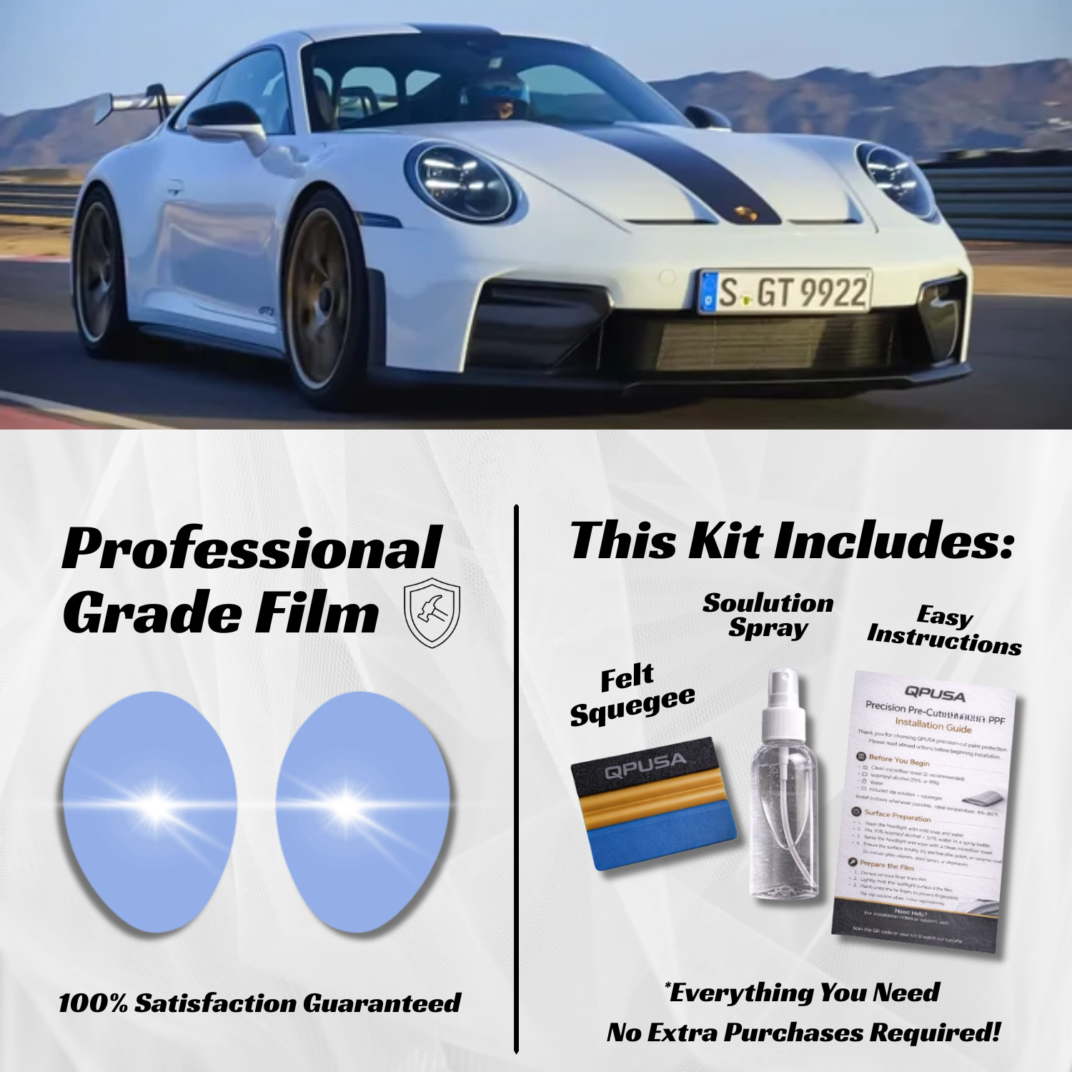 Porsche 911 GT3 RS Headlight PPF Protection Kit (2025-2026)