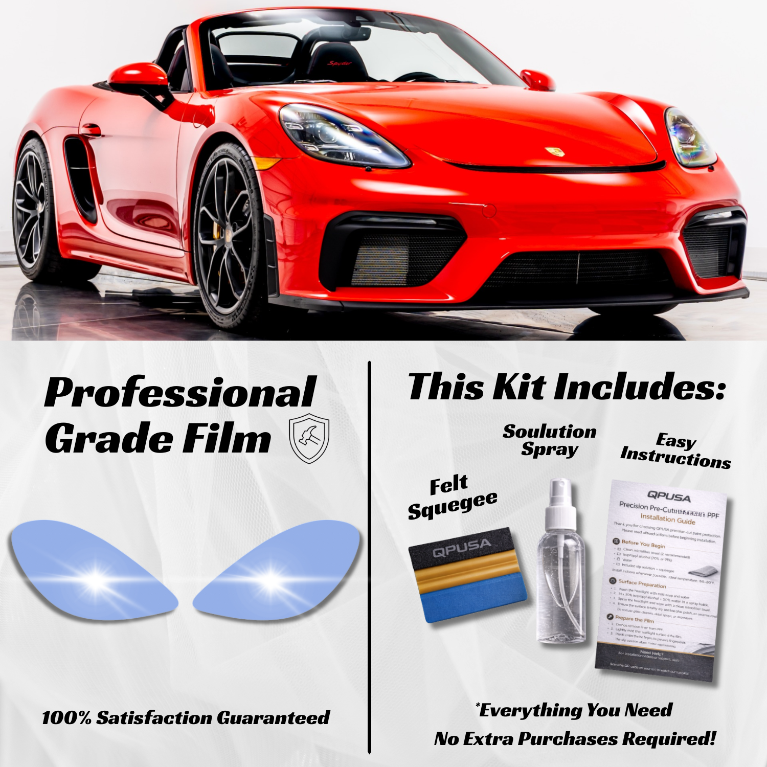 Porsche 718 Boxster Headlight PPF Protection Kit (2017-2025)