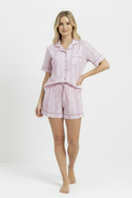 Paola Short Pajama Set in Pink Trellis