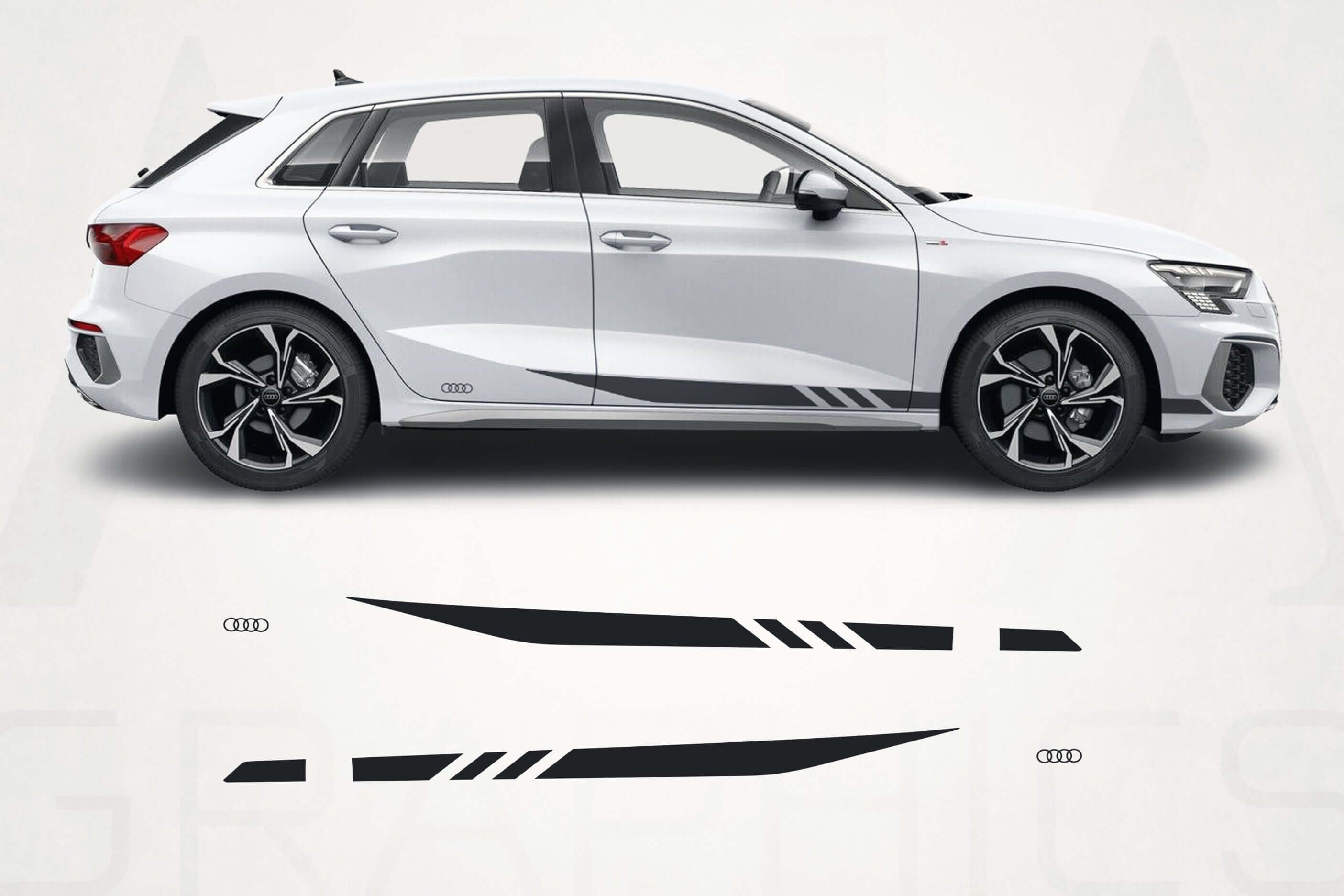 Audi A3 / RS3 Side Stripes Decal Kit (2021–2024) – Vinyl Rocker Panel Graphics