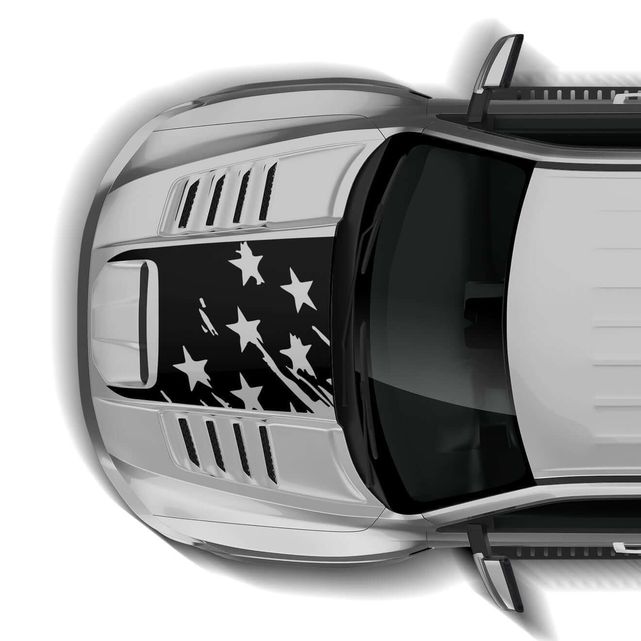 Tattered US flag hood decals graphics compatible with Dodge Ram TRX