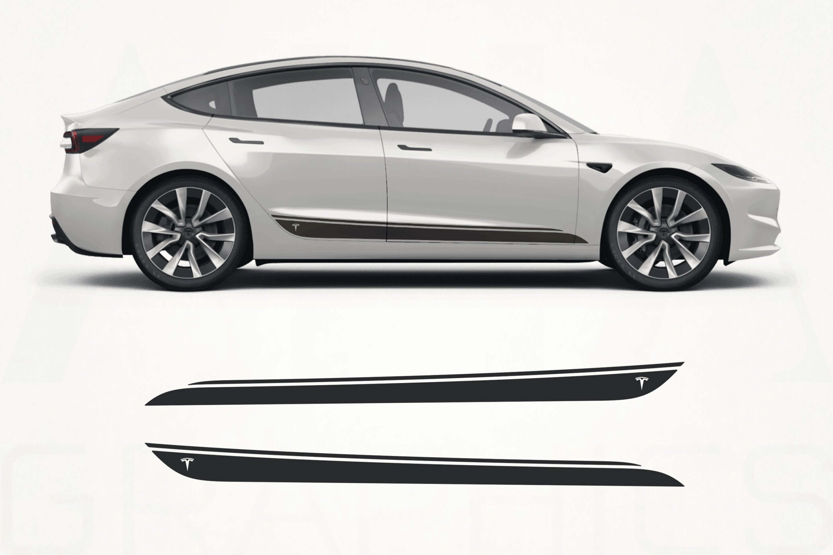Tesla Model 3 Refresh Side Stripes Decal Kit – Highland Rocker Panel Graphics