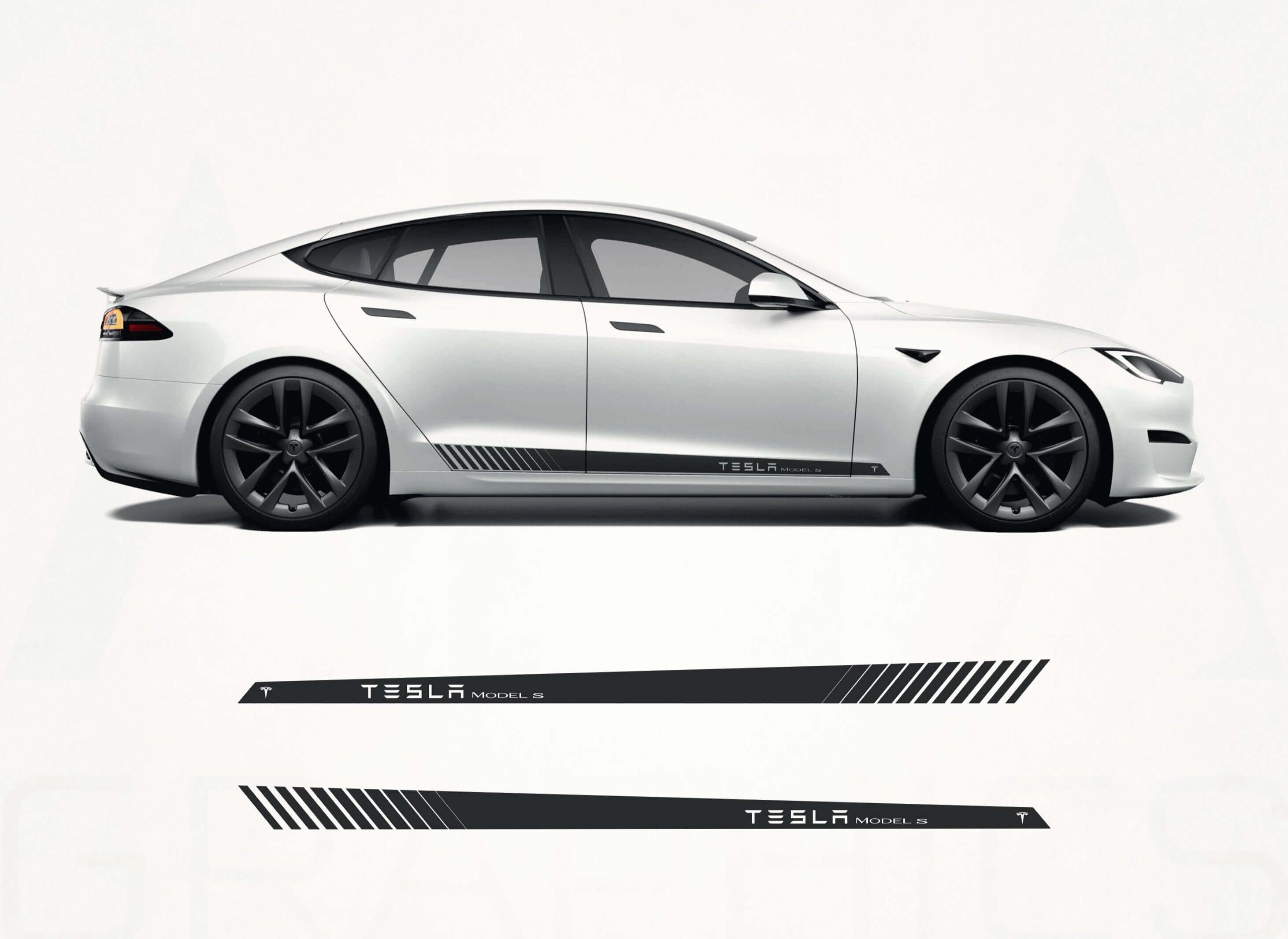 Tesla Model S Side Stripes Decal Kit (2016–2024) – Luxury Vinyl Rocker Panel Graphics