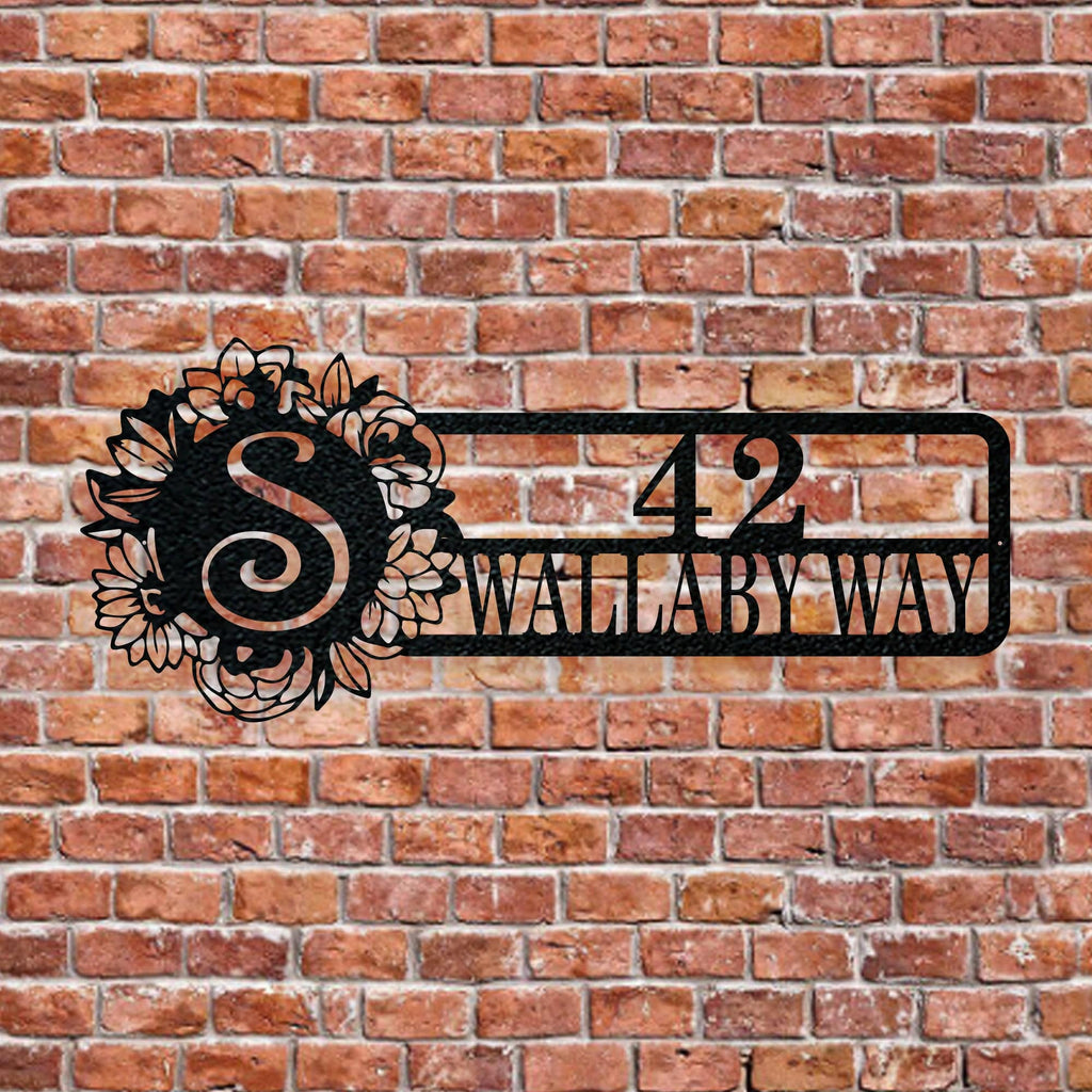 Custom Floral Initial & Address Sign