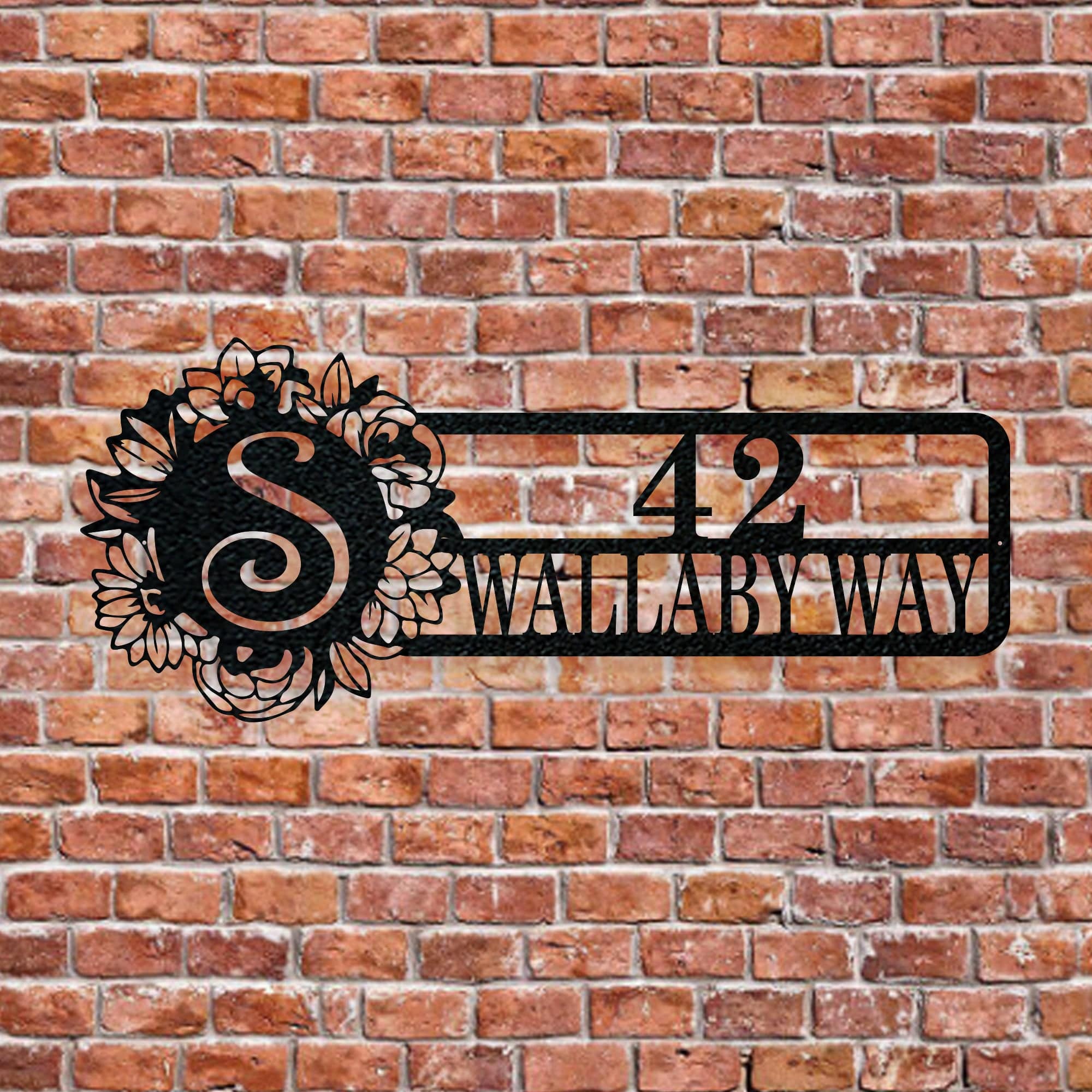 Custom Floral Initial & Address Sign