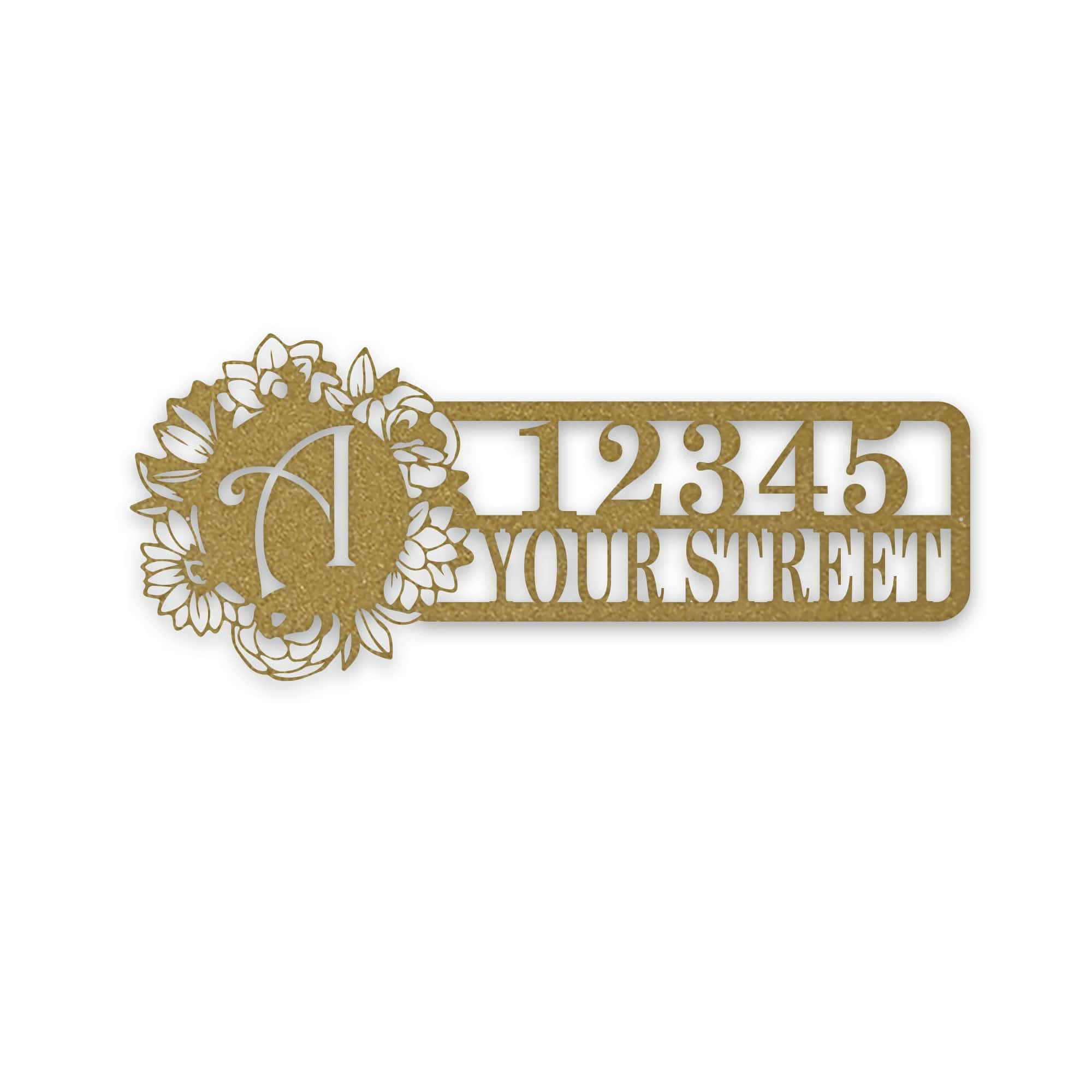 Custom Floral Initial & Address Sign
