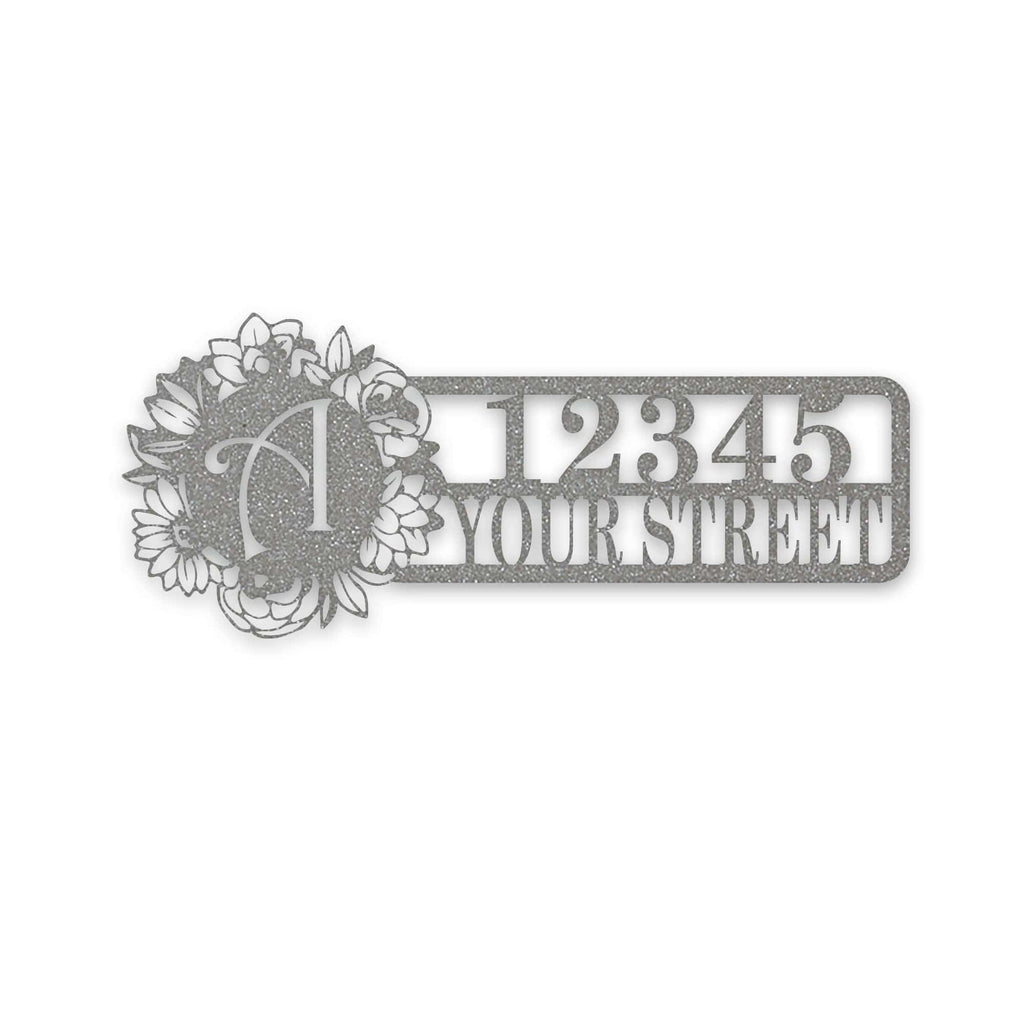 Custom Floral Initial & Address Sign