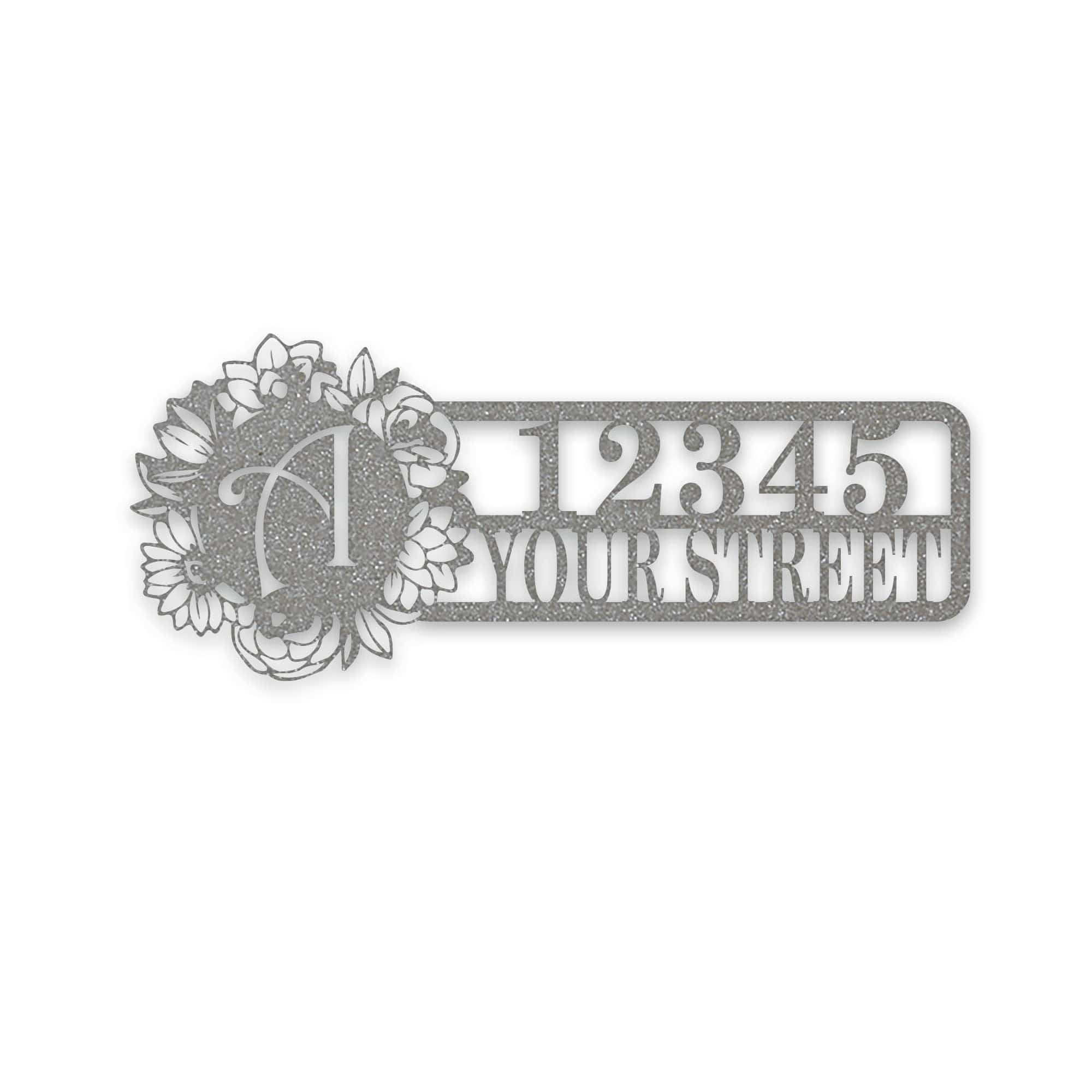 Custom Floral Initial & Address Sign