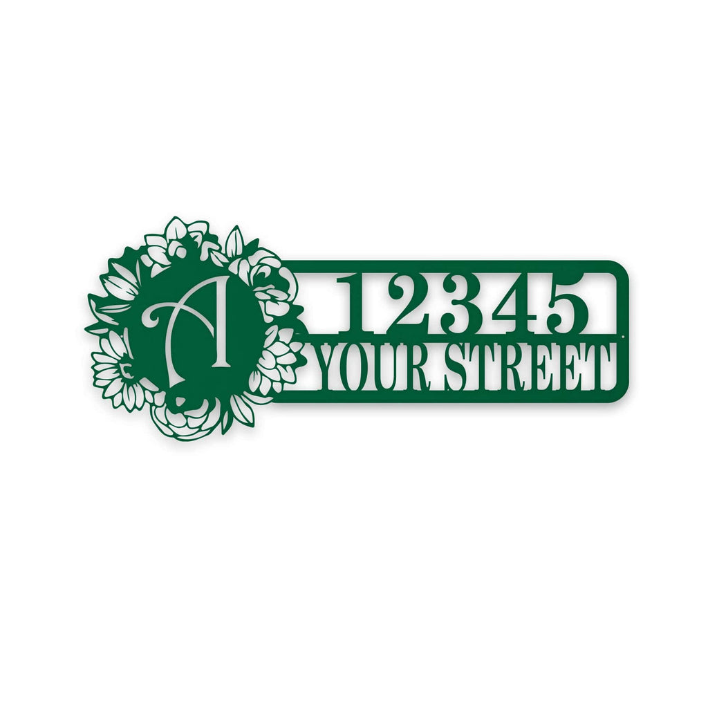 Custom Floral Initial & Address Sign