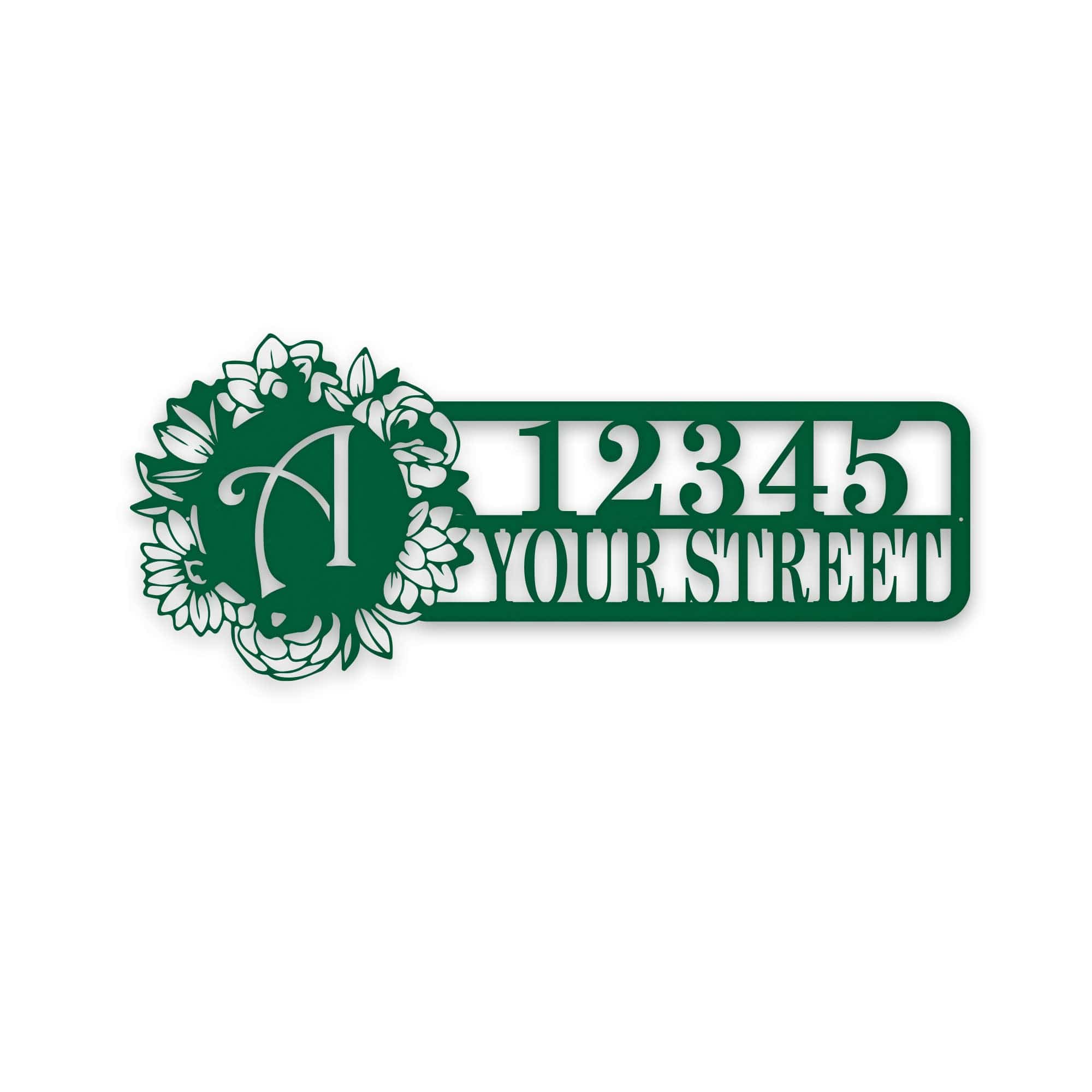 Custom Floral Initial & Address Sign