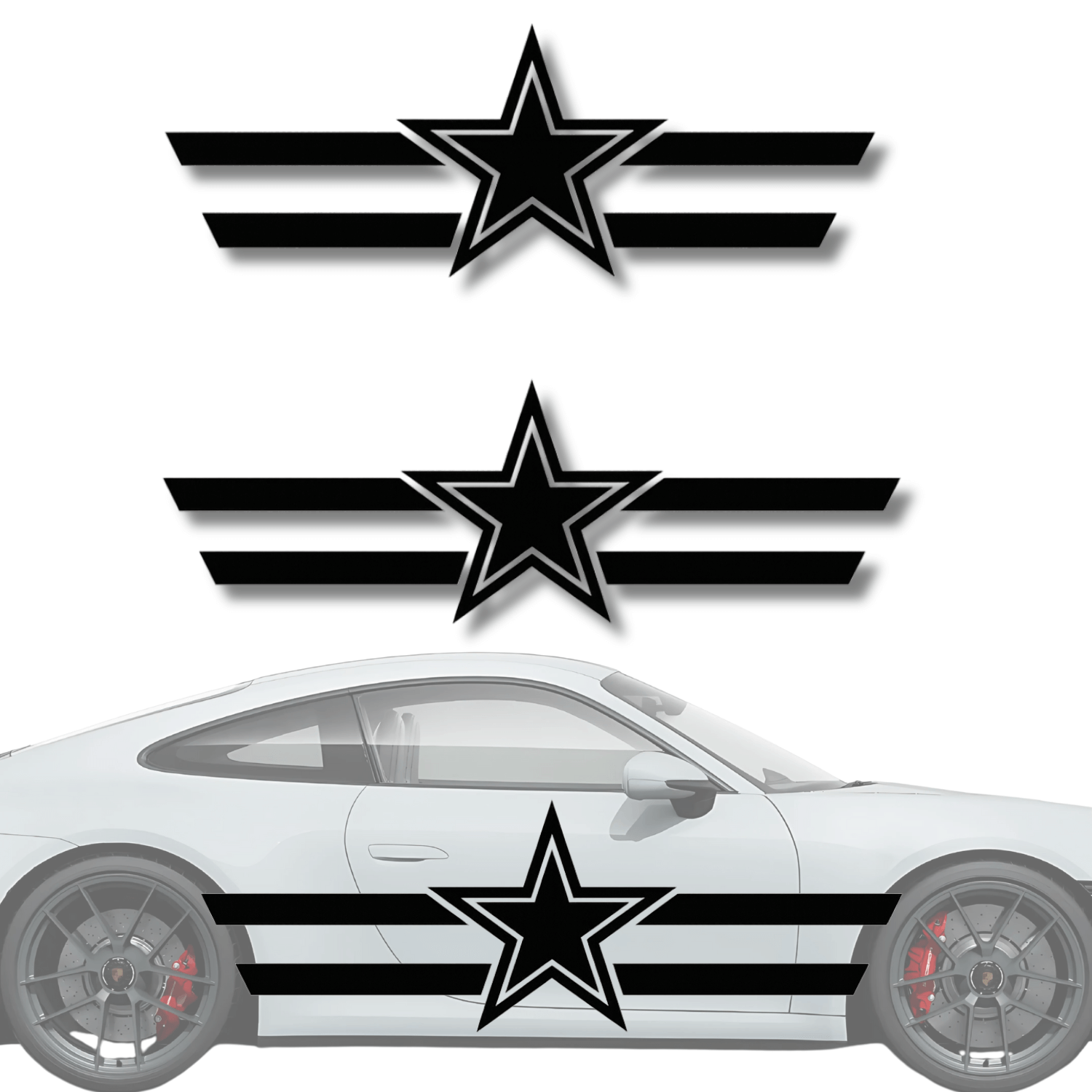 Dallas Cowboys Racing Stripe Decal Set – Universal Fit Vinyl Sticker for Cars & Trucks