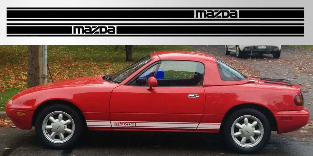 Mazda Miata MX-5 NC Checkered Door Stripe Decal | Gen 3 MX5 Logo Vinyl