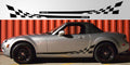 Mazda Miata MX-5 NC Checkered Door Stripe Decal | Gen 3 MX5 Logo Vinyl