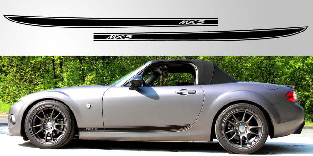 Mazda Miata MX-5 NC Door Stripe Decal | Gen 3 MX5 Logo Vinyl Graphics