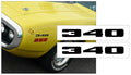 1971-72 Plymouth - Road Runner - GTX - Fender Decal Set - 340 Numeral