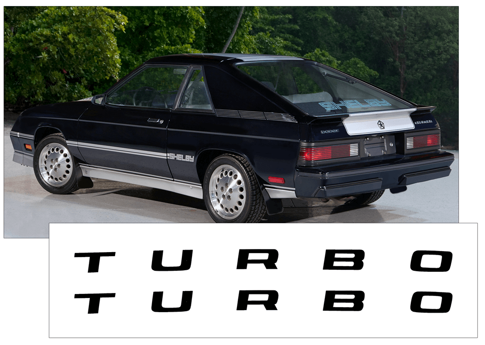 1983-87 Dodge Charger Shelby TURBO Hood Decal Set
