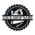 Wood Shop Sawblade Sign - Custom Metal Workshop Decor With Powder Coat Finish